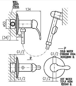 Гигиенический душ Rav-Slezak Labe L047/1Z золото купить в интернет-магазине сантехники Sanbest