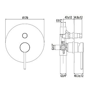 Смеситель для душа Gattoni Circle Two 9134/91BO купить в интернет-магазине сантехники Sanbest