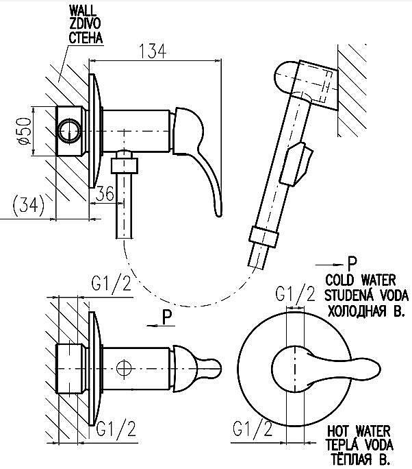 Гигиенический душ Rav-Slezak Labe L047/1Z золото купить в интернет-магазине сантехники Sanbest