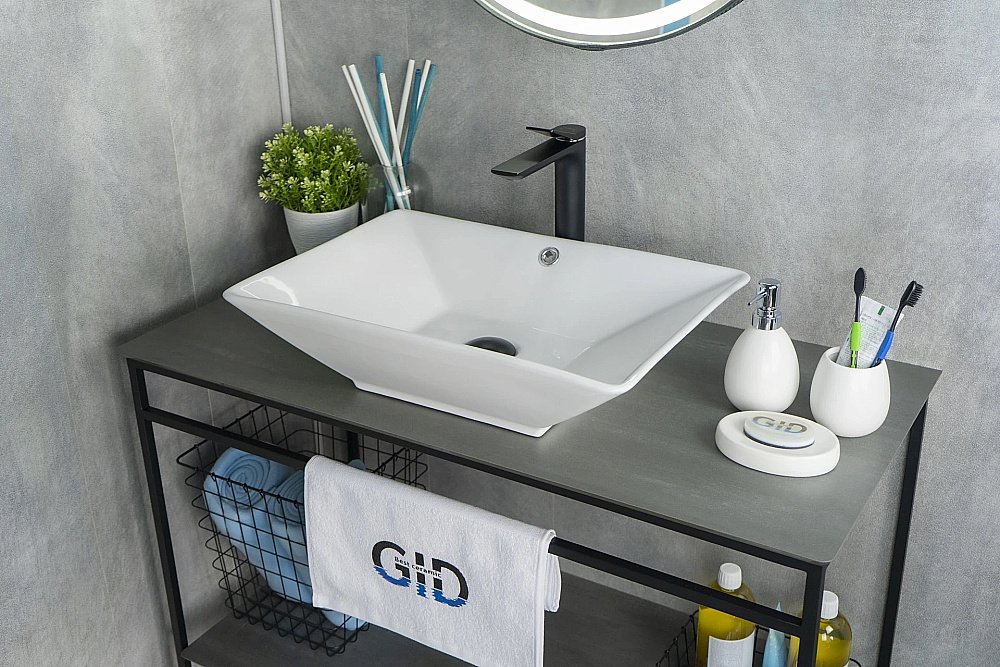 Раковина накладная Gid 55,5 N9212 51131 белая купить в интернет-магазине Sanbest