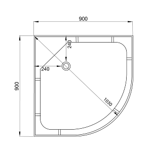 Душевая кабина Deto Серия B B09S+ эл. BLACK 90x90 купить в интернет-магазине Sanbest