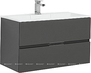 Тумба с раковиной Aquanet Алвита 240111 90 серый антрацит для ванной в интернет-магазине Sanbest