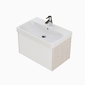 Тумба с раковиной Акватон Асти 70 белая глянцвая/ясень шимо для ванной в интернет-магазине Sanbest