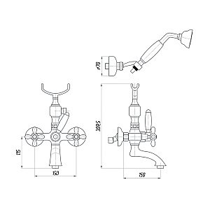 Смеситель для ванны Migliore Princeton Plus ML.PRP-8002 бронза купить в интернет-магазине сантехники Sanbest