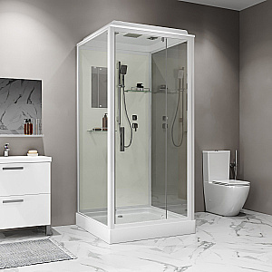 Душевая кабина Niagara Standart ST100/15Q 100х100 стекло прозрачное/профиль белый купить в интернет-магазине Sanbest