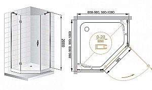 Душевой уголок Cezares Bergamo 90х90 BERGAMO-P-1-90 стекло прозрачное/профиль хром купить в интернет-магазине Sanbest