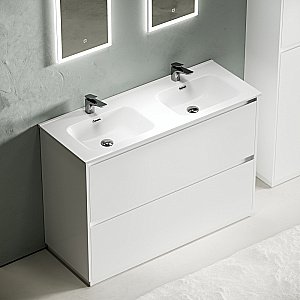 Тумба с раковиной Sancos Libra Floor 120 LB120F-2W белая для ванной в интернет-магазине Sanbest