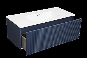 Тумба с раковиной LA FENICE TERRA Blu Grigio 100 синяя для ванной в интернет-магазине Sanbest