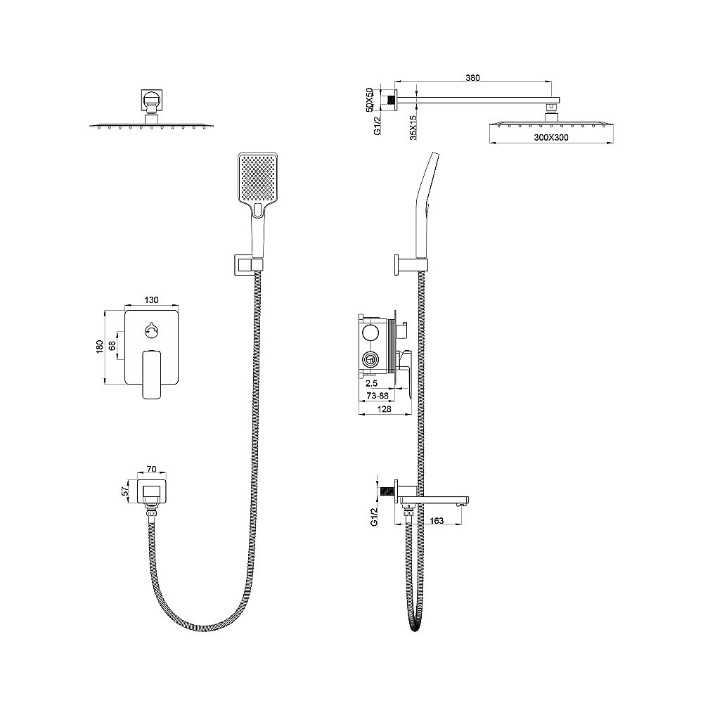Душевая система Oliveeka D OL-939003-BG золото матовое купить в интернет-магазине сантехники Sanbest