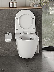 Унитаз подвесной Orange CI07-150W+APB100 безободковый, с крышкой микролифт, с инсталляцией, белый/кнопка хром купить в интернет-магазине Sanbest