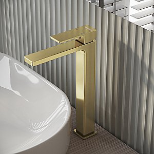 Смеситель для раковины высокий Grossman Style 520.K35.05.320 золото сатиновый купить в интернет-магазине сантехники Sanbest