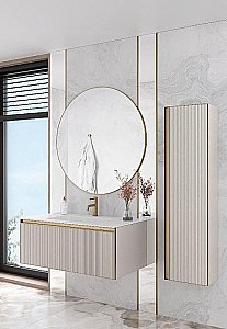 Пенал Armadi Art QUATRO рифл CASHMERE FUGА профиль MATT GOLD для ванной в интернет-магазине сантехники Sanbest