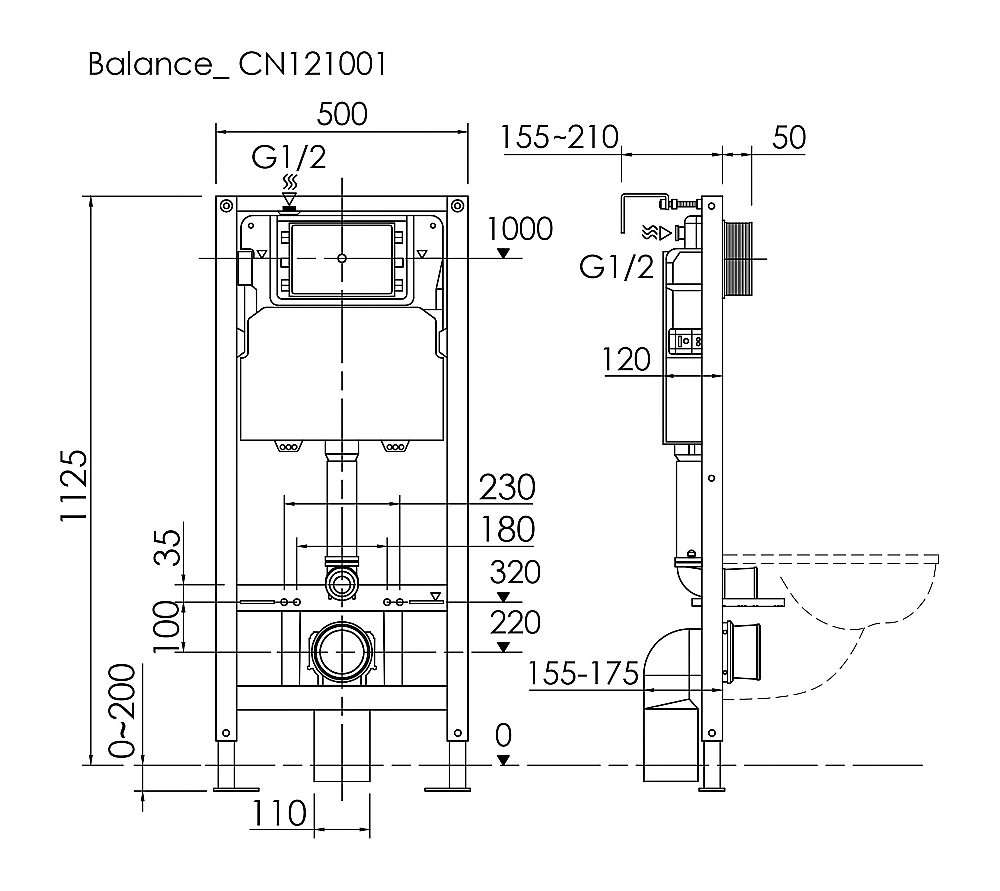 Инсталляция для унитаза Ceramica Nova Balance CN121001 купить в интернет-магазине сантехники Sanbest