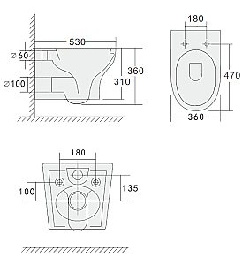 Унитаз Boheme FIORE 978-SET-W безободковый, с крышкой микролифт, смыв торнадо, белый глянцевый купить в интернет-магазине Sanbest