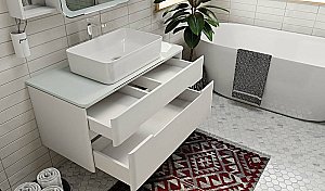 Тумба с раковиной Jorno Bosko 100 белая для ванной в интернет-магазине Sanbest