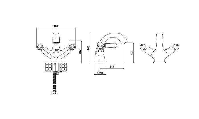 Смеситель для раковины Burlington Kensington KE45-QT BLA купить в интернет-магазине сантехники Sanbest