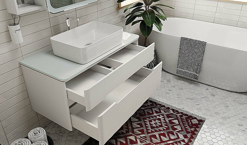 Тумба с раковиной Jorno Bosko 100 белая для ванной в интернет-магазине Sanbest