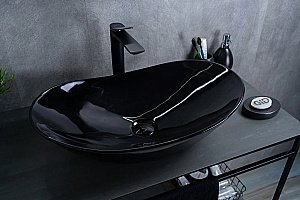 Раковина накладная Gid Lago 61 BL9811 53349 черная купить в интернет-магазине Sanbest