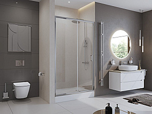 Душевая дверь BelBagno UNO 195-BF-1 160 стекло прозрачное/профиль хром купить в интернет-магазине Sanbest