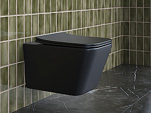 Унитаз подвесной Ceramica Nova METRIC Rimless CN3007MB безободковый, с крышкой микролифт, черный купить в интернет-магазине Sanbest