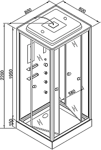 Душевая кабина AvaCan V Серия V8015 80х80 с гидромассажем и электрикой купить в интернет-магазине Sanbest
