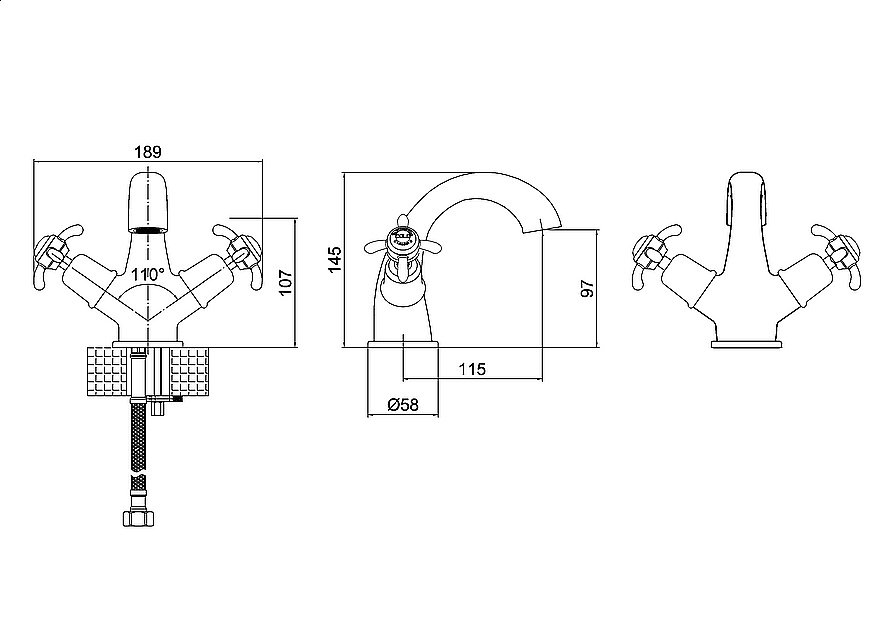 Смеситель для раковины Burlington Anglesey AN45-QT купить в интернет-магазине сантехники Sanbest
