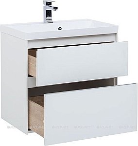Тумба с раковиной Aquanet Гласс 196961 60 белый для ванной в интернет-магазине Sanbest