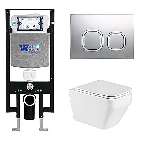 Унитаз с инсталляцией WeltWasser AMBERG 497 + HOFBACH 041 GL-WT + AMBERG RD-MT CR купить в интернет-магазине Sanbest