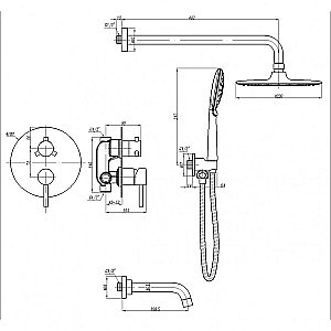 Душевая система ABBER Wasser Kreis AF8117B черная матовая купить в интернет-магазине сантехники Sanbest