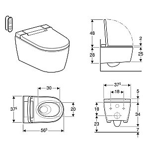 Унитаз-биде подвесной Geberit AquaClean 146.224.21.1 белый, с крышкой микролифт, безободковый, слив-торнадо купить в интернет-магазине Sanbest