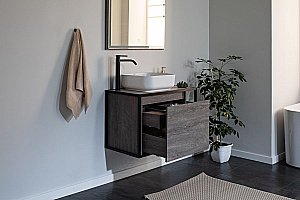 Тумба с раковиной Aquanet Nova Lite Loft 75 L/R дуб рошелье для ванной в интернет-магазине Sanbest