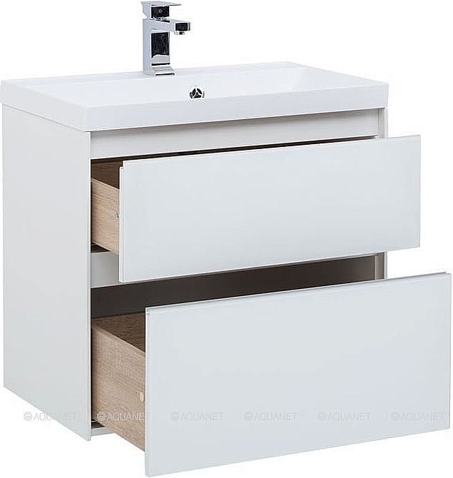 Тумба с раковиной Aquanet Гласс 196961 60 белый для ванной в интернет-магазине Sanbest