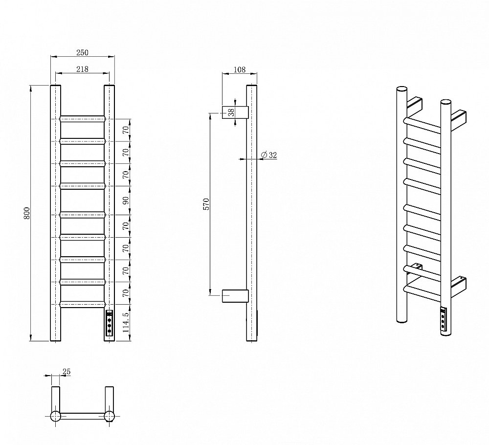 Полотенцесушитель электрический WONZON & WOGHAND BONN, Темный графит (WW-AL4092-GM) купить в интернет-магазине сантехники Sanbest