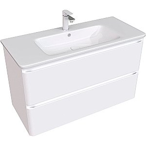 Тумба с раковиной Aquanet Эмбер 105 330469 белая матовая для ванной в интернет-магазине Sanbest