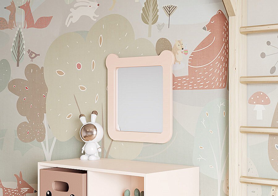 Зеркало Акватон Каспер Мишка 1A283402CR1E0 розовое матовое в ванную от интернет-магазине сантехники Sanbest