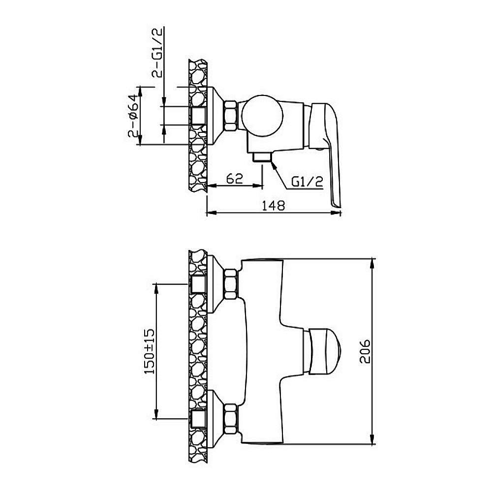 Смеситель для душа Orange Tony M54-200cr Хром купить в интернет-магазине сантехники Sanbest