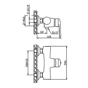 Смеситель для душа Orange Tony M54-200cr Хром купить в интернет-магазине сантехники Sanbest