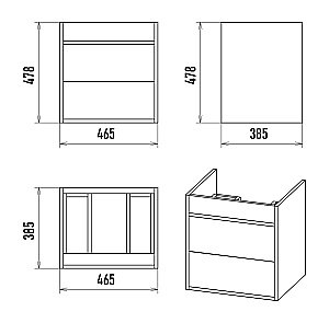 Тумба с раковиной Misty Кедр - 50 П-Кед09050-011По черный/орех для ванной в интернет-магазине Sanbest
