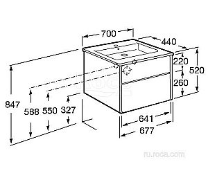 Тумба с раковиной Roca Ronda ZRU9303003 70 белый матовый/бетон для ванной в интернет-магазине Sanbest