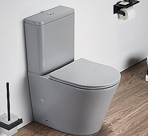 Унитаз напольный CeramaLux 2179XMH светло-серый матовый, безободковый, с бачком, с крышкой микролифт купить в интернет-магазине Sanbest