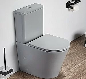 Унитаз напольный CeramaLux 2179XMH светло-серый матовый, безободковый, с бачком, с крышкой микролифт купить в интернет-магазине Sanbest