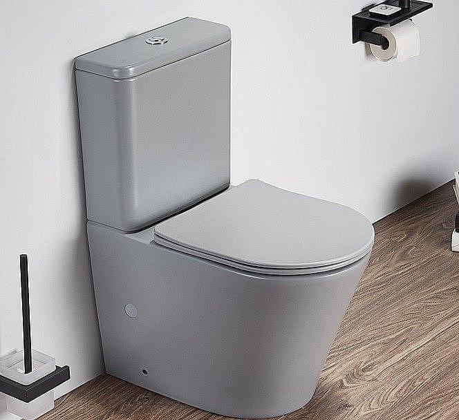 Унитаз напольный CeramaLux 2179XMH светло-серый матовый, безободковый, с бачком, с крышкой микролифт купить в интернет-магазине Sanbest