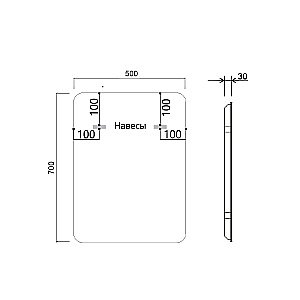 Зеркало Vincea 50х70 VLM-3VC500B-2 черное в ванную от интернет-магазине сантехники Sanbest