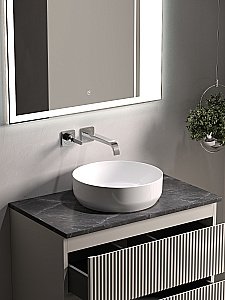 Тумба с раковиной Sancos SNOB R 80 со столешницей, бежевая матовая для ванной в интернет-магазине Sanbest