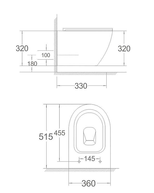 Унитаз подвесной Agger AT03100 белый, с крышкой микролифт, безободковый купить в интернет-магазине Sanbest