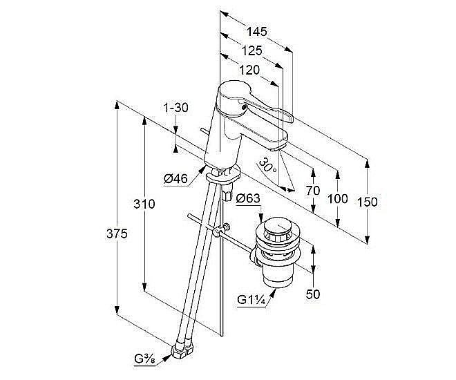 Смеситель для раковины Kludi Pure&Easy 372840565 купить в интернет-магазине сантехники Sanbest