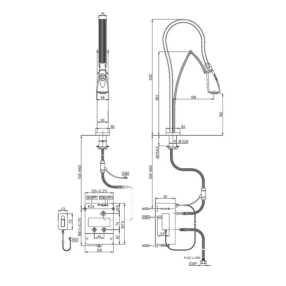 Смеситель для кухни Paini Hybrid HKPA557YOSIKKM сталь/черный купить в интернет-магазине сантехники Sanbest