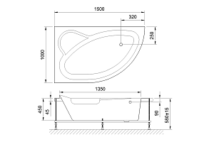 Акриловая ванна Royalbath ALPINE 150х100 купить в интернет-магазине Sanbest