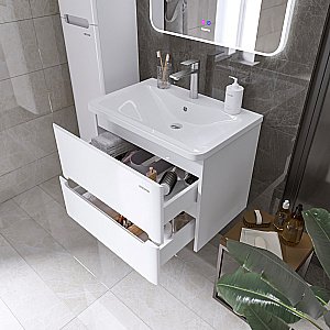 Тумба с раковиной подвесная Grossman АДЕЛЬ-НОРМА 70 белая для ванной в интернет-магазине Sanbest