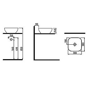 Раковина накладная Bien Motto 38 MTLG03801FD0W3000 белая купить в интернет-магазине Sanbest
